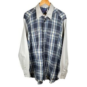 Wrangler Men's Size XL‎ Vintage X-Long Tails Long Sleeve Button Up Shirt Cowboy